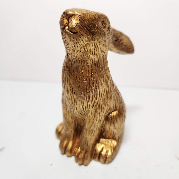 Gold Tone Easter Bunny Rabbit Figurine Target Retro Antique Style Bullseye Decor - Picture 4 of 12
